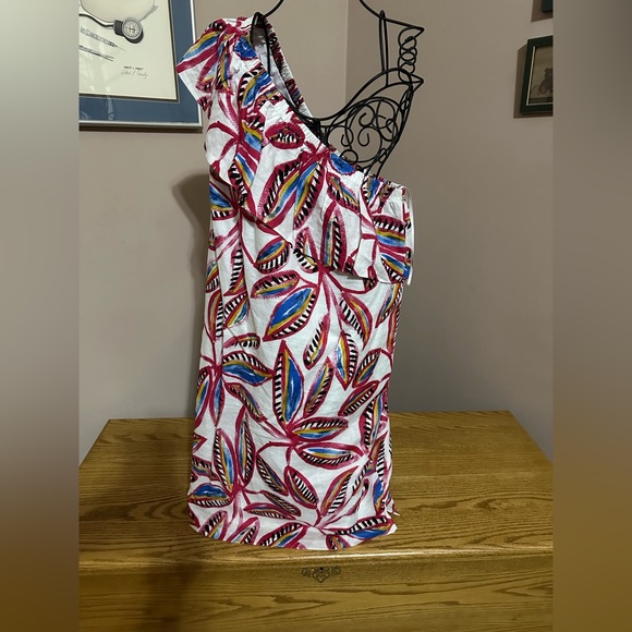 J Crew multi color one shoulder women’s dress. Size M - Picture 3 of 11